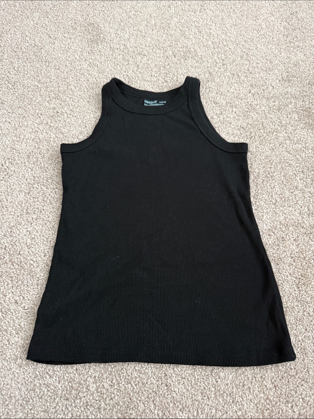 Black Ribbed Tank Top - Classic Girls Sleeveless Tee